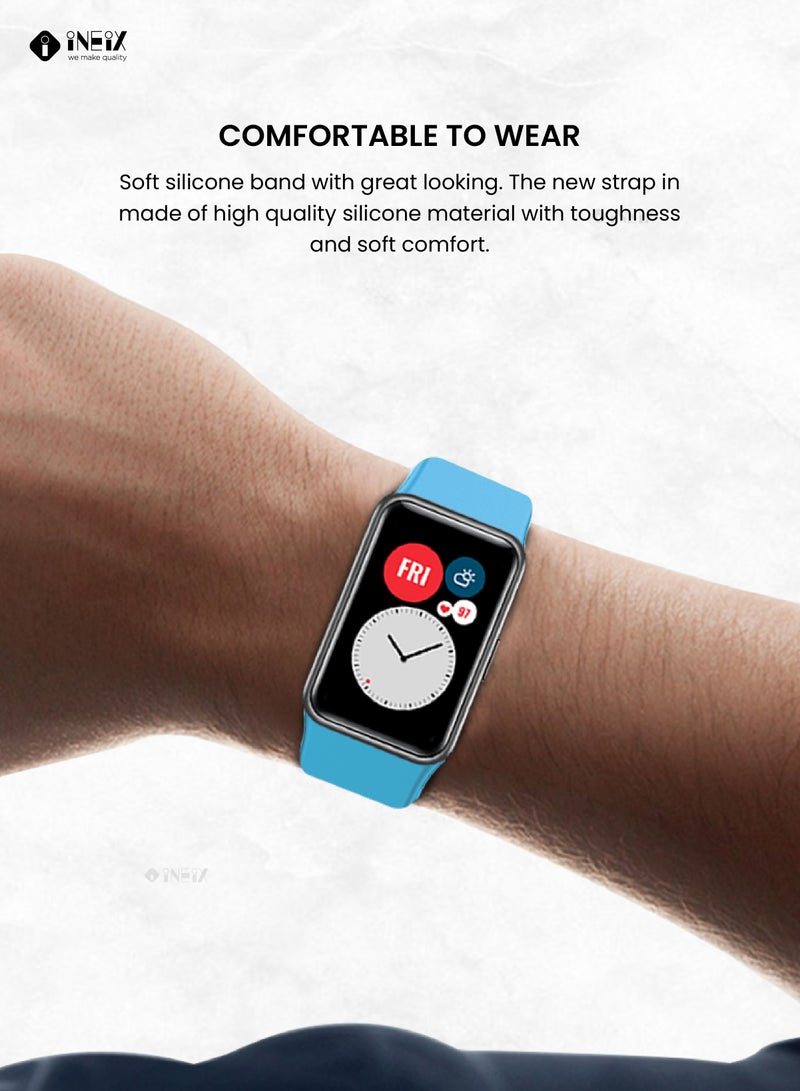 إينيكس سوار بديل من السيليكون المرن لساعة هواوي فيت أزرق فاتح - Image 3