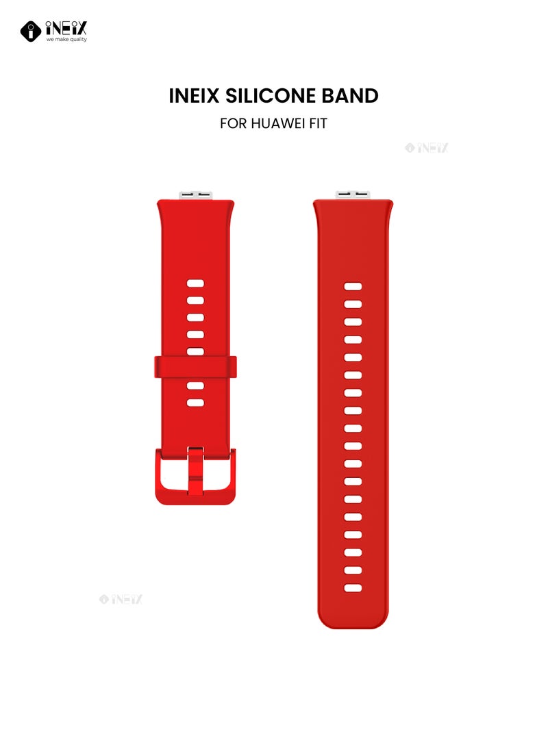 INEIX Soft Silicone Replacement Strap For Huawei Watch Fit Red - Image 2