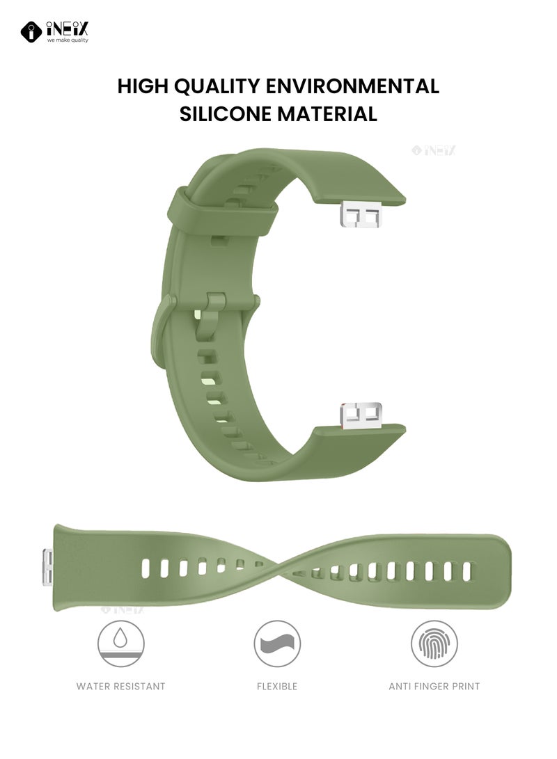 INEIX Soft Silicone Replacement Strap For Huawei Watch Fit Light Green  - Image 4