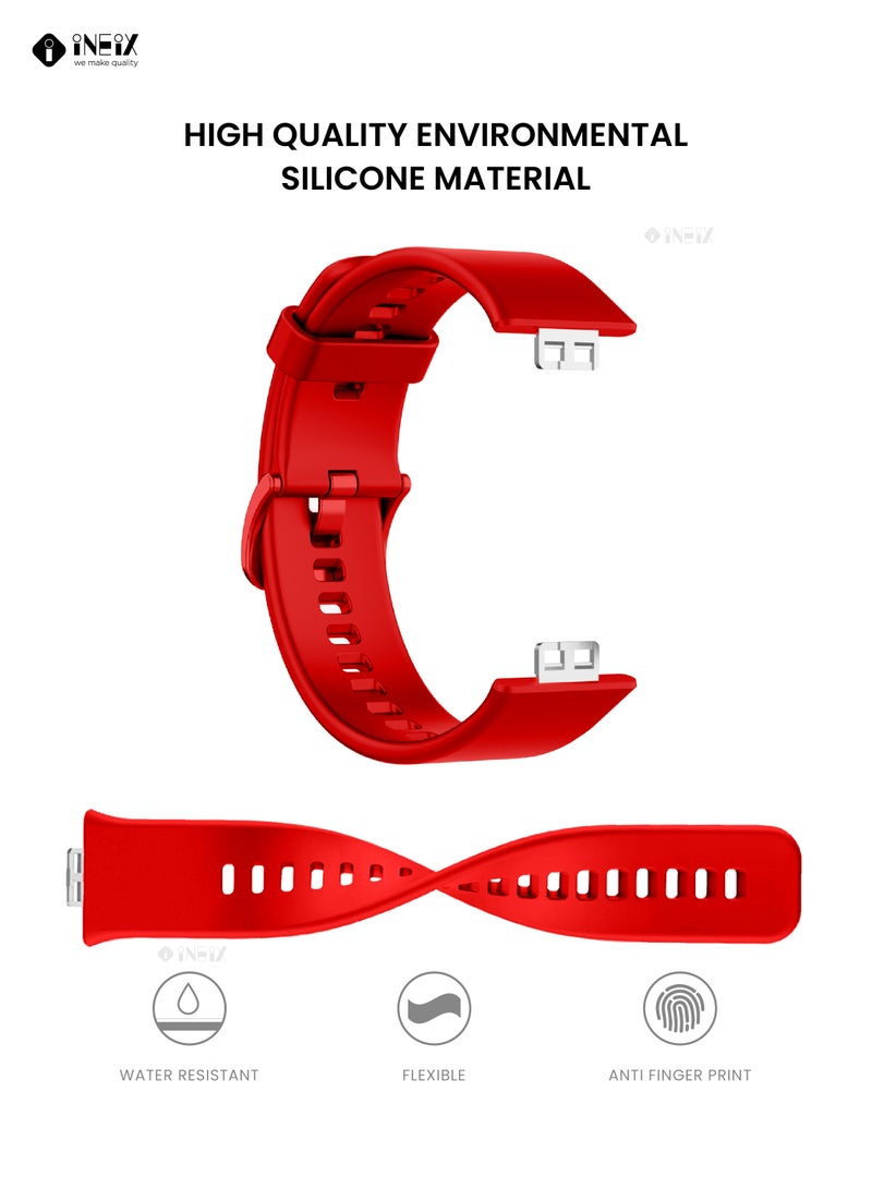 INEIX Soft Silicone Replacement Strap For Huawei Watch Fit Red - Image 4