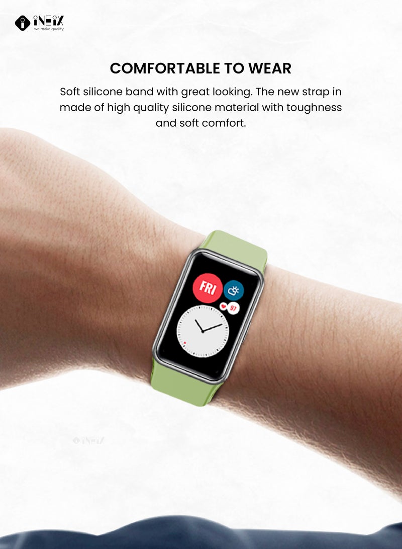 INEIX Soft Silicone Replacement Strap For Huawei Watch Fit Light Green  - Image 3