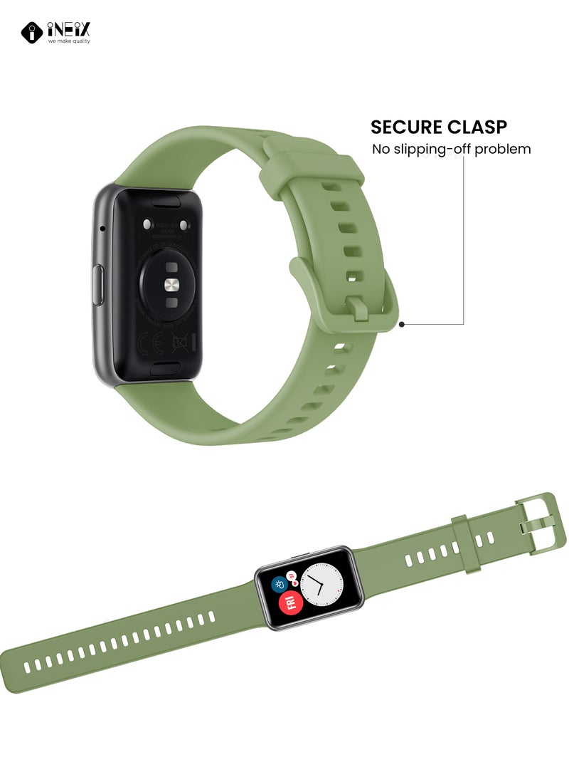 INEIX Soft Silicone Replacement Strap For Huawei Watch Fit Light Green  - Image 5