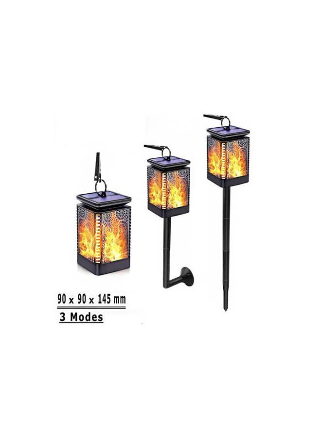 مصباح يعمل بالطاقة الشمسية مزود بإضاءة  لهب LED  - مضاد للماء أسود 90X90X145مم - Image 1