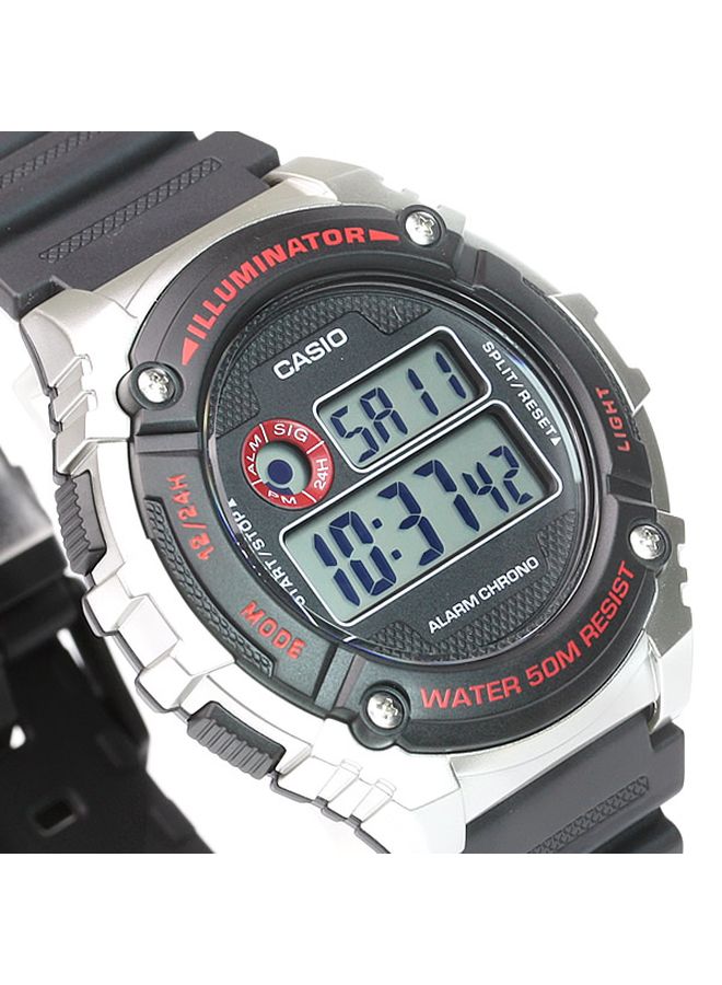 CASIO - Boys' Youth Water Resistant Digital Watch W-216H-1CVDF - 46 mm - Black - Image 1
