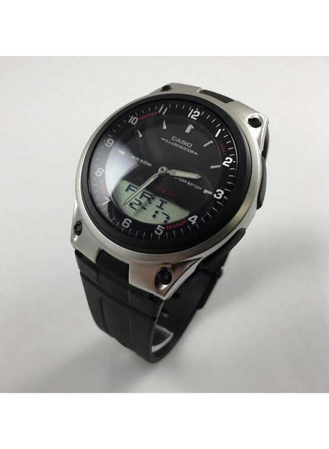 كاسيو ساعة يد كوارتز رقمية وبعقارب وسوار من الراتينج طراز AW80-1AV - قياس 47 مم - لون أسود للرجال - Image 5