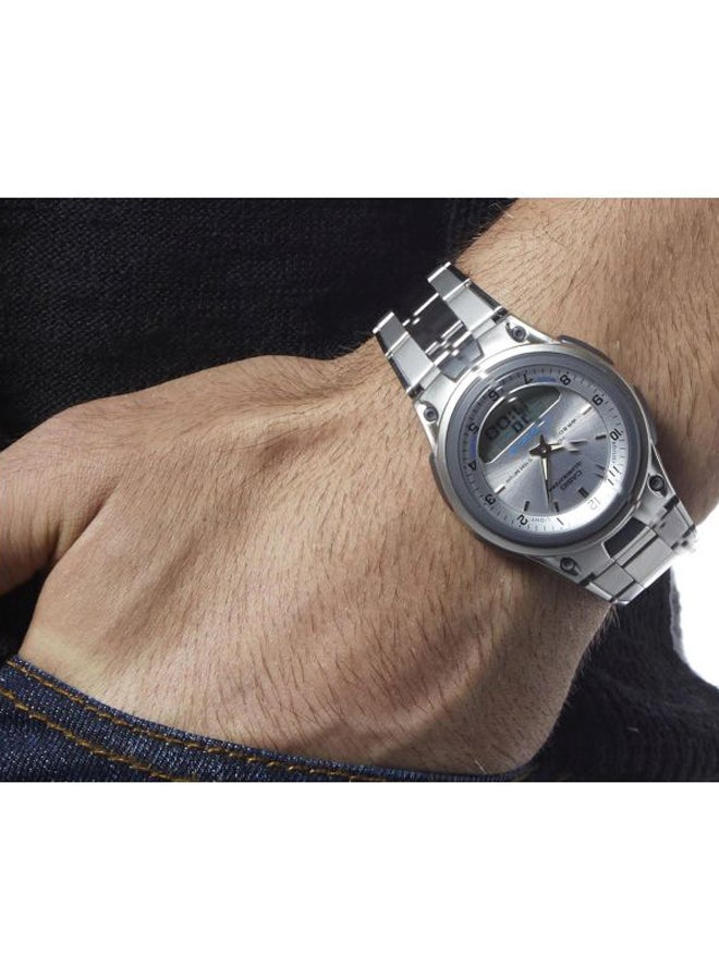 CASIO - Men's Stainless Steel Analog & Digital Quartz Watch AW-80D-7AVDF - 40 mm - Silver - Image 1