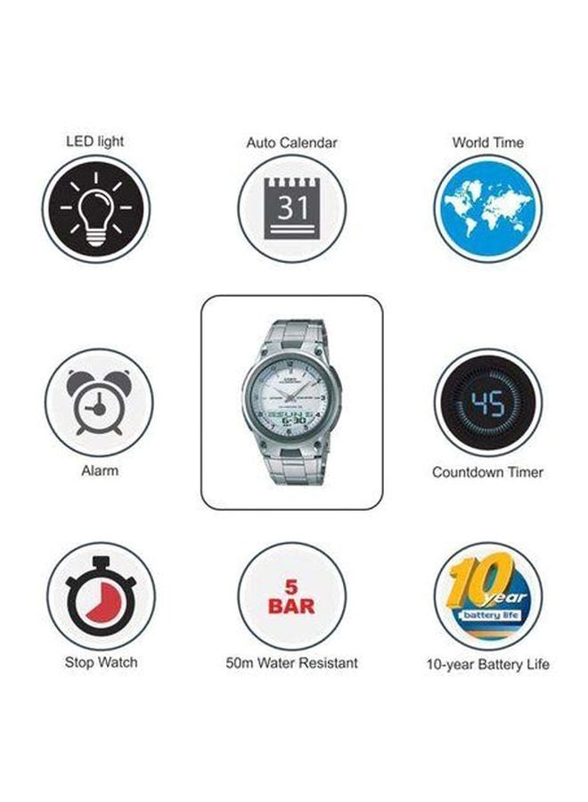 CASIO - Men's Stainless Steel Analog & Digital Quartz Watch AW-80D-7AVDF - 40 mm - Silver - Image 1