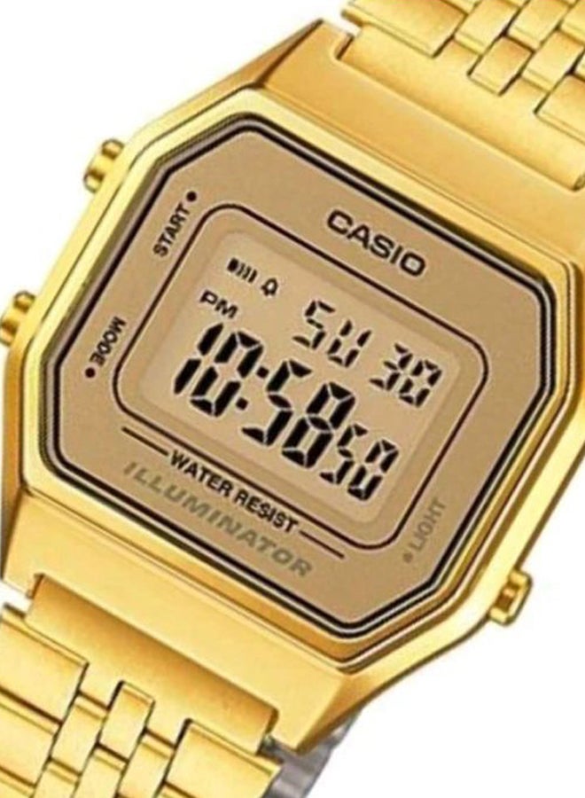 كاسيو ساعة يد كوارتز رقمية بسوار من الإستانلس ستيل طراز LA680WGA-9DF - مقاس 34 مم - لون ذهبي للنساء - Image 5