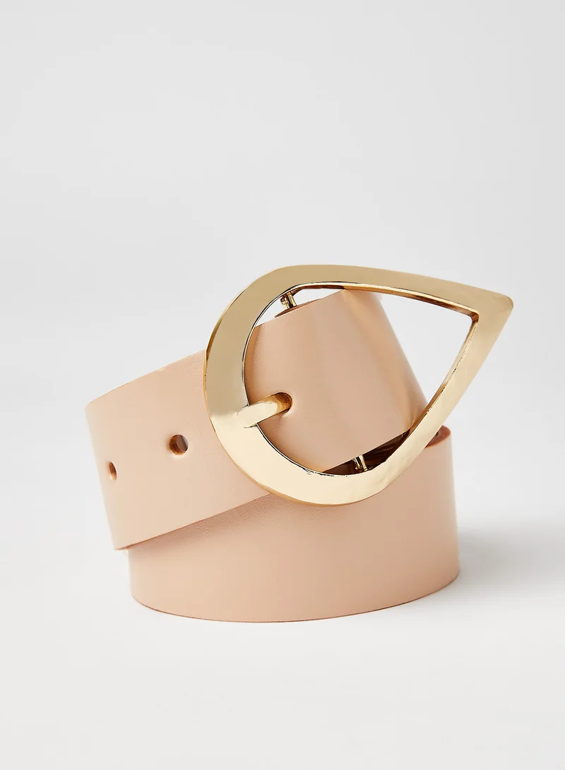 PIECES Teardrop Buckle Leather Belt