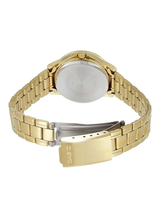 كاسيو ساعة يد كوارتز بعقارب وسوار من الفولاذ طراز LTP-V004G-7BUDF - 35 مم - لون ذهبي للنساء - Image 3