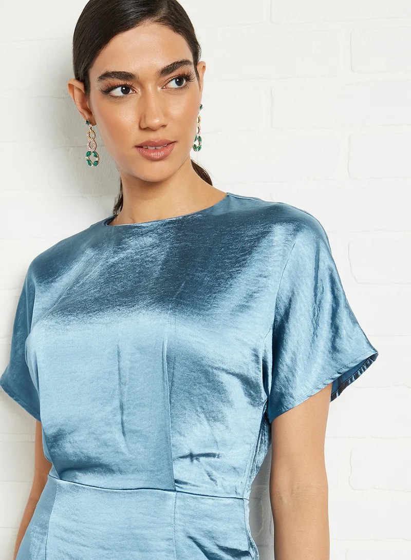إليات Satin Asymmetric Dress أزرق