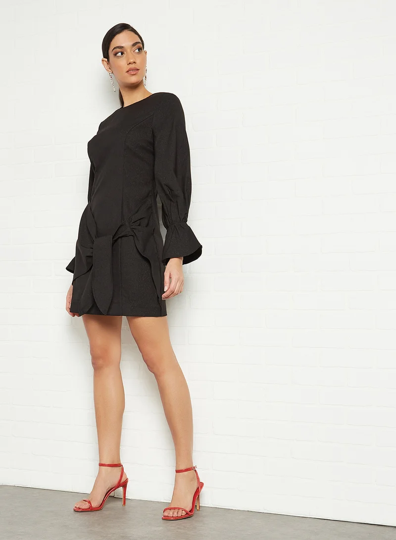 ELLIATT Knotted Long Sleeve Dress Black