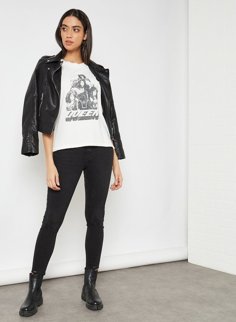 ONLY - Graphic Print T-Shirt Cloud Dancer - Image 1