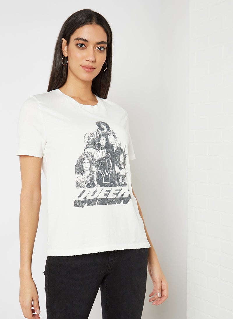ONLY - Graphic Print T-Shirt Cloud Dancer - Image 1