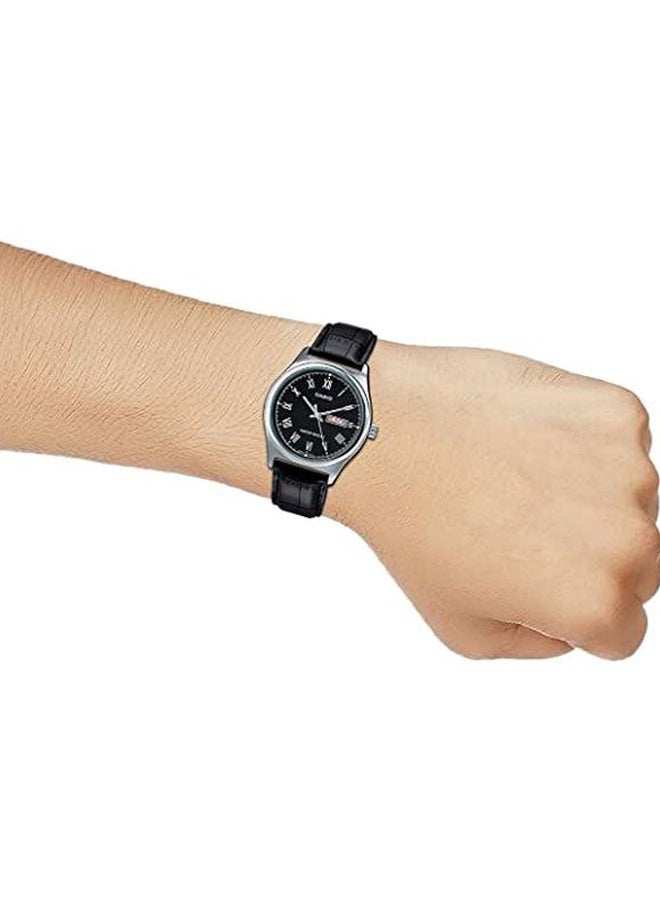 CASIO - Men's Leather Analog Quartz Watch MTP-V006L-1BUDF - 38 mm - Black - Image 1