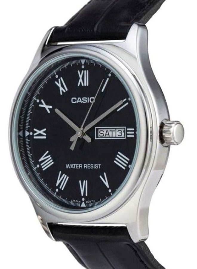 CASIO - Men's Leather Analog Quartz Watch MTP-V006L-1BUDF - 38 mm - Black - Image 1