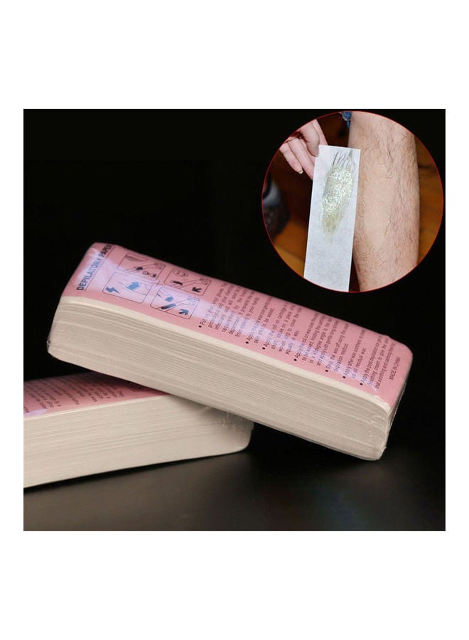 Generic 100-Piece Disposable Non Woven Wax Strip White 100 x 20.05 x 6.9 x 3.7cm  - Image 2
