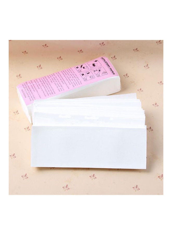 Generic 100-Piece Disposable Non Woven Wax Strip White 100 x 20.05 x 6.9 x 3.7cm  - Image 1