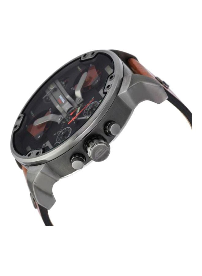 DIESEL Men's Mr. Daddy Round Shape Leather Band Chronograph Wrist Watch 57 mm - Brown - DZ7332 - Image 3