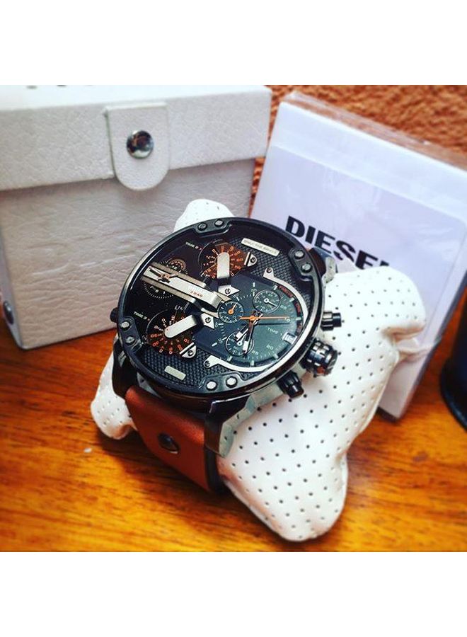 DIESEL Men's Mr. Daddy Round Shape Leather Band Chronograph Wrist Watch 57 mm - Brown - DZ7332 - Image 4