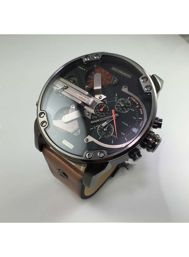 DIESEL Men's Mr. Daddy Round Shape Leather Band Chronograph Wrist Watch 57 mm - Brown - DZ7332 - Image 5