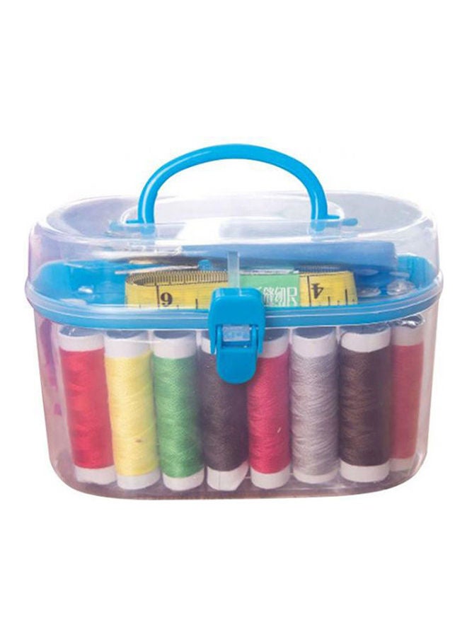 Portable Mini Blue Sewing Box With Needle Threads Sewing Kits Sewing Set for Travel Blue 14.5X7X9.5cm - Image 1