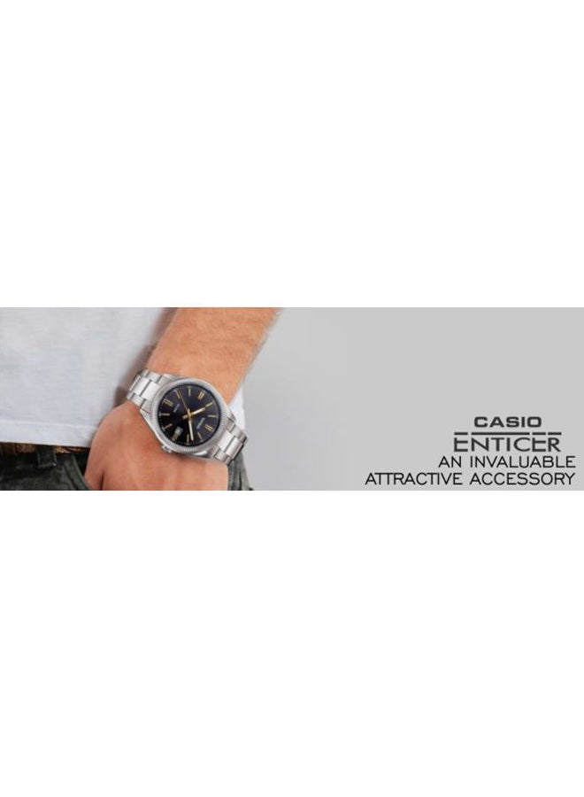Men's Stainless Steel Analog Quartz Watch MTP-1302D-1A1VDF - 30 mm - Silver