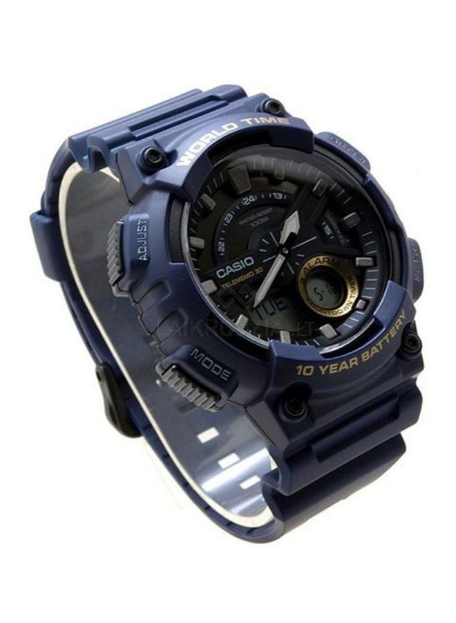 كاسيو ساعة يد شبابية بعقارب ورقمية مقاومة للماء طراز AEQ-110W-2AVEF - قياس 47 مم - لون أزرق للرجال - Image 5