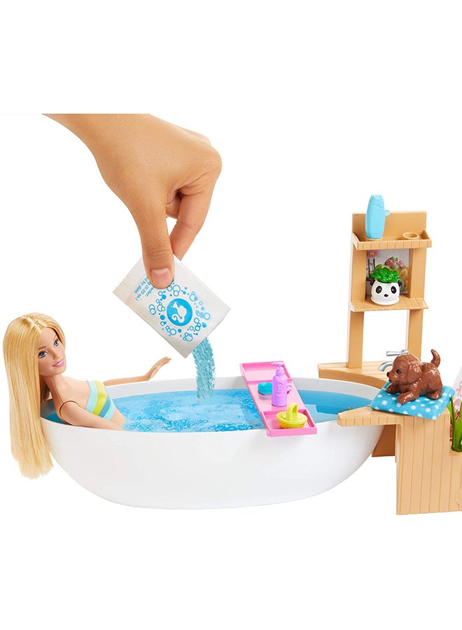 Mattel Games - Barbie Fizzy Bath Doll & Play Set, Blonde, With Tub, Powder, Puppy & More, Gift For Kids 3 To 7 Years Old 3.5x9.49x6.26inch - Image 1