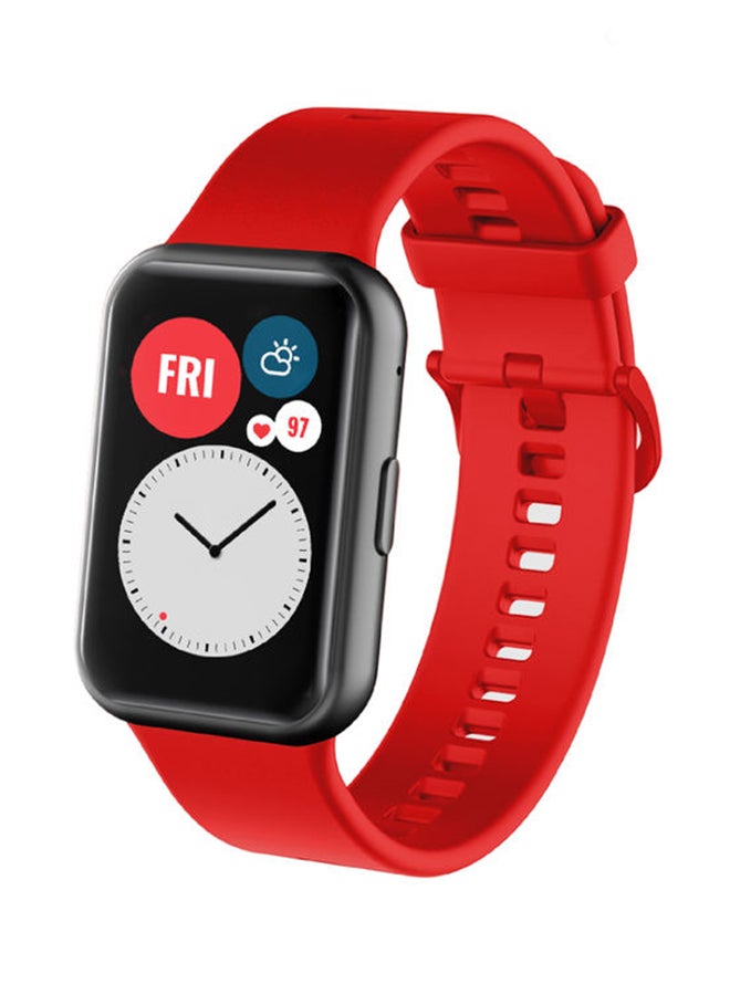 INEIX Soft Silicone Replacement Strap For Huawei Watch Fit Red - Image 1