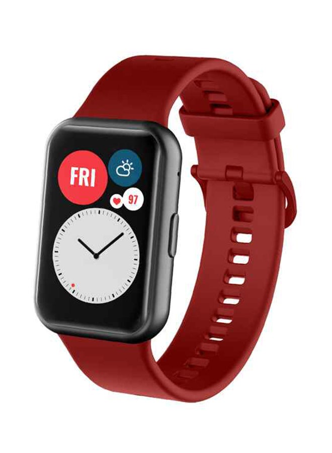 INEIX Soft Silicone Replacement Strap For Huawei Watch Fit Wine Red  - Image 1