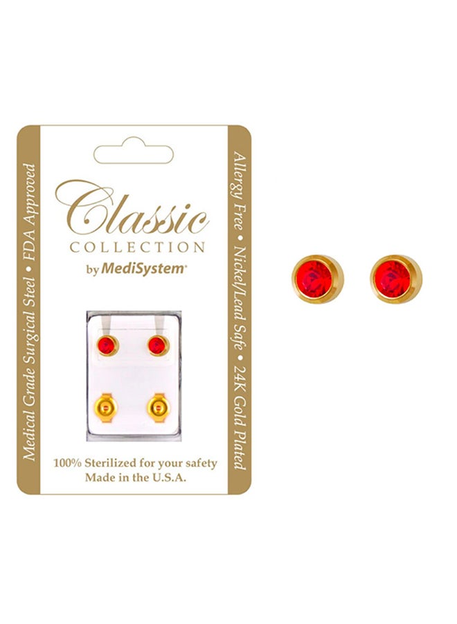 MediSystem 24k Gold Plated Ruby Swarovski Earrings  - Image 2