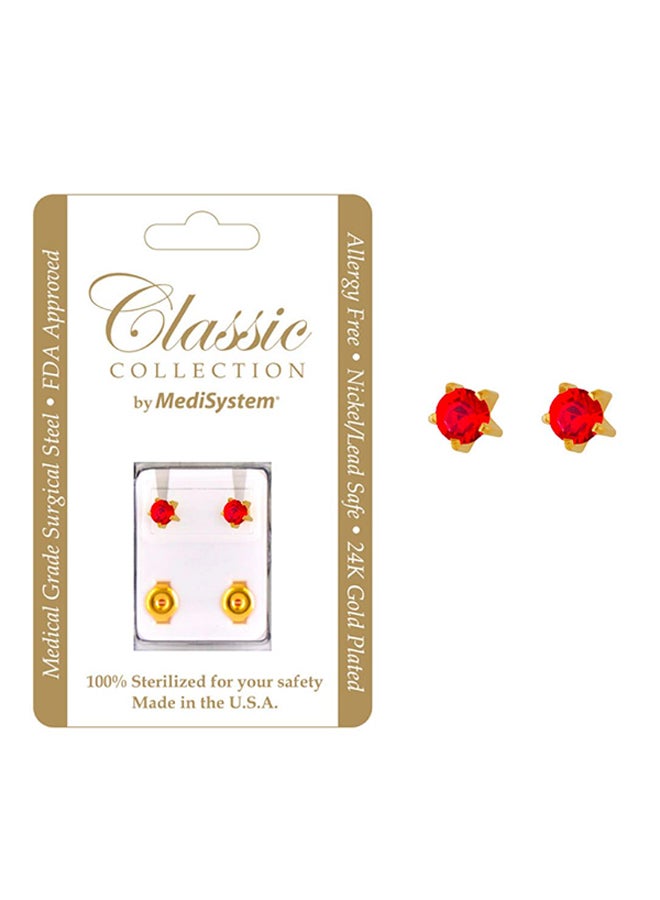 MediSystem 24k Gold Plated Ruby Tiffany Earrings  - Image 2