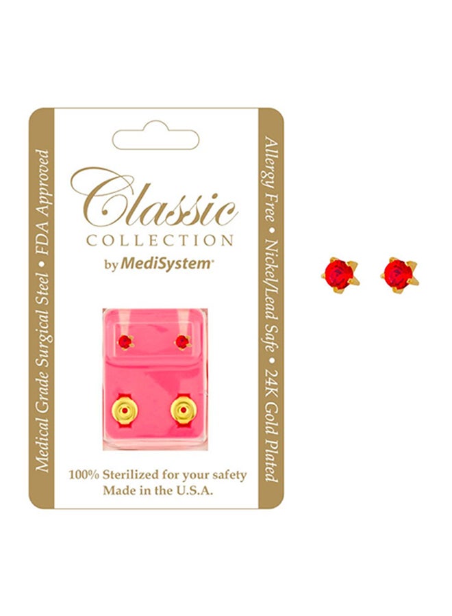 MediSystem 24k Gold Plated Mini Ruby Tiffany Earrings  - Image 2