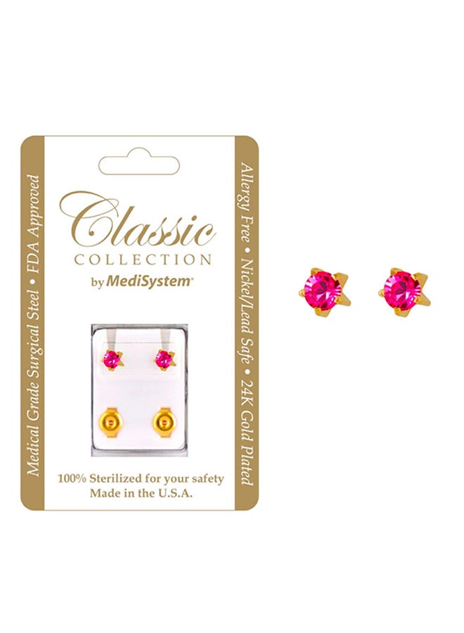 MediSystem 24k Gold Plated Swarovski Stud Earrings  - Image 2