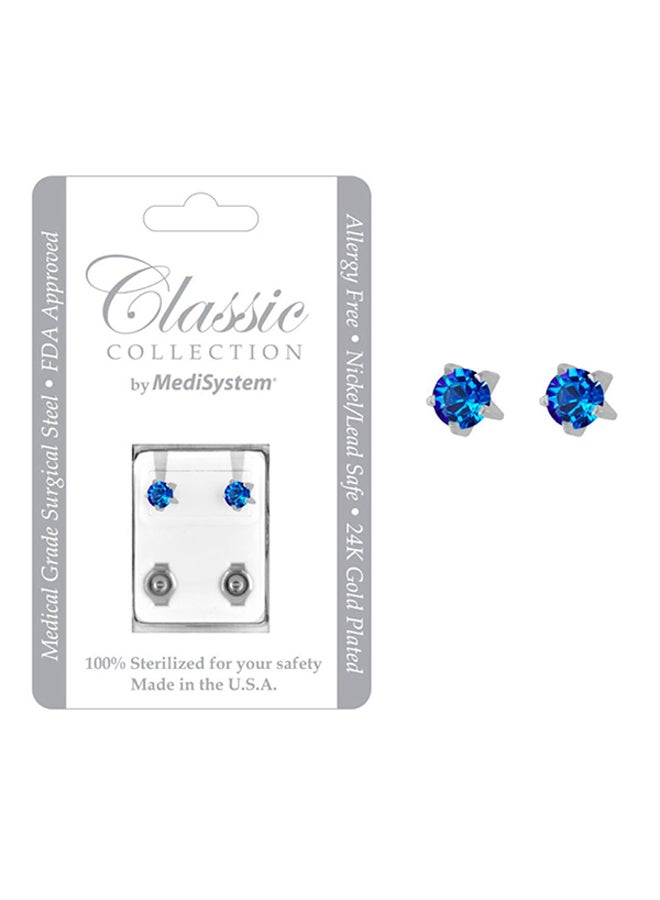 MediSystem 316L Stainless Steel Sapphire Swarovski Earrings  - Image 2