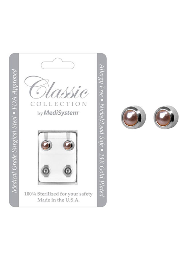 MediSystem 316L Stainless Steel Pearl Swarovski Earrings  - Image 2