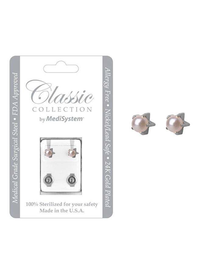 MediSystem 316L Stainless Steel Rose Swarovski Earrings  - Image 2