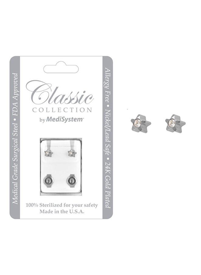 MediSystem 316L Stainless Steel Stone Studded Star Earrings  - Image 2