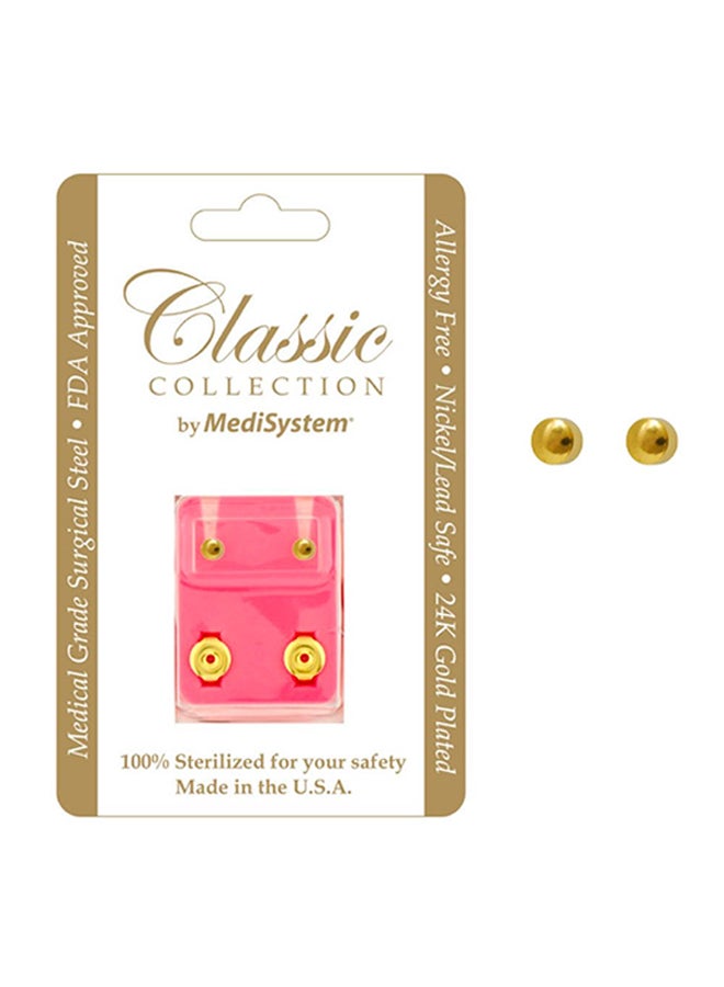 MediSystem 24K Gold Plated Mini Ball Earrings  - Image 2