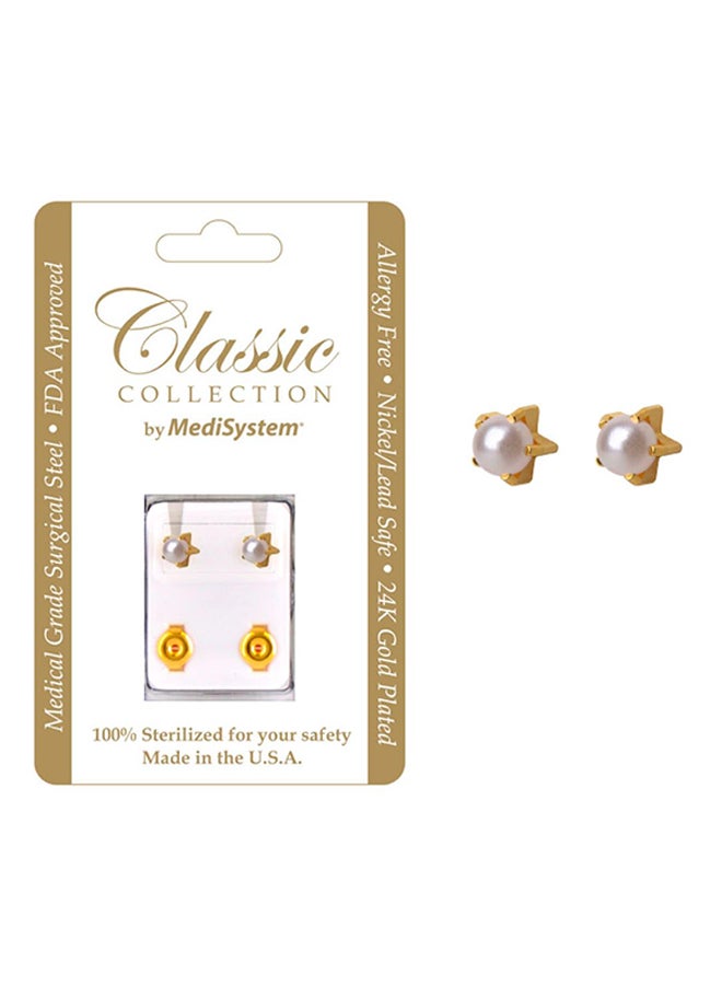 MediSystem 24K Gold Plated Pearl Earrings  - Image 2