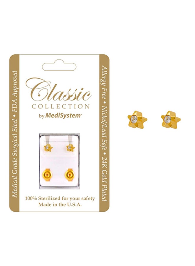 MediSystem 24K Gold Plated Star Shaped Swarovski Earrings  - Image 2