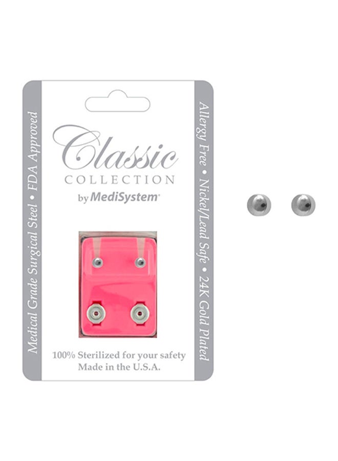 MediSystem - Stainless Steel Mini Ball Style Earrings - Image 1