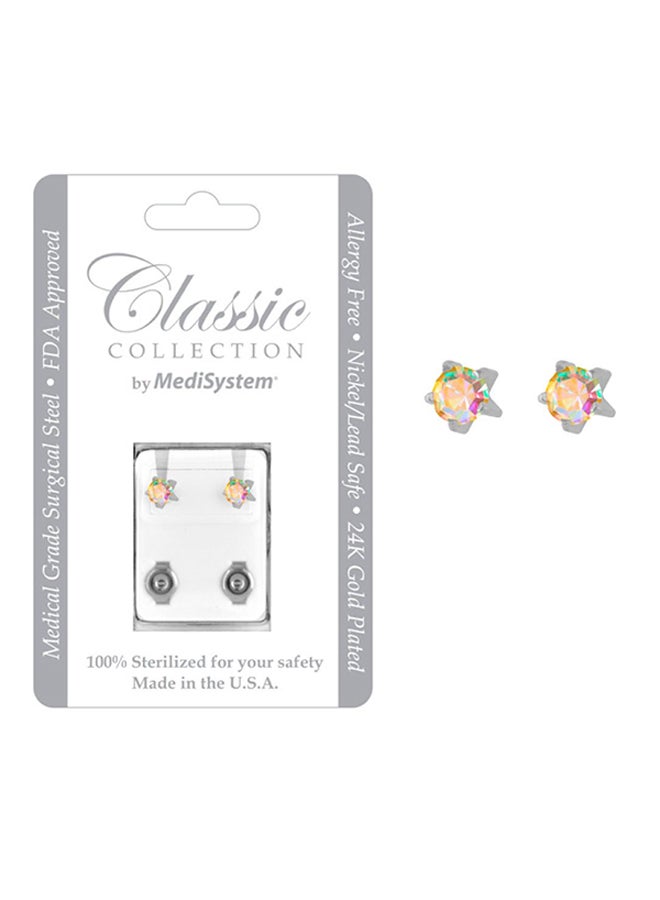 MediSystem Stainless Steel Rainbow Swarovski Earrings  - Image 2