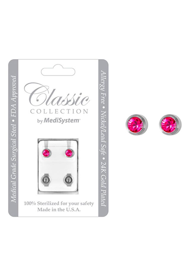 MediSystem Stainless Steel Rose Swarovski Earrings  - Image 2