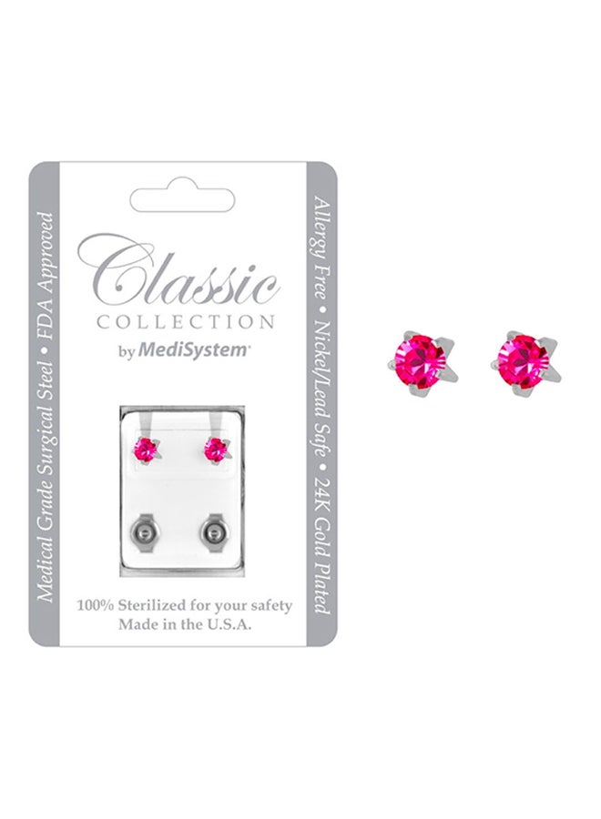 MediSystem Stainless Steel Rose Tiffany Swarovski Earrings  - Image 2