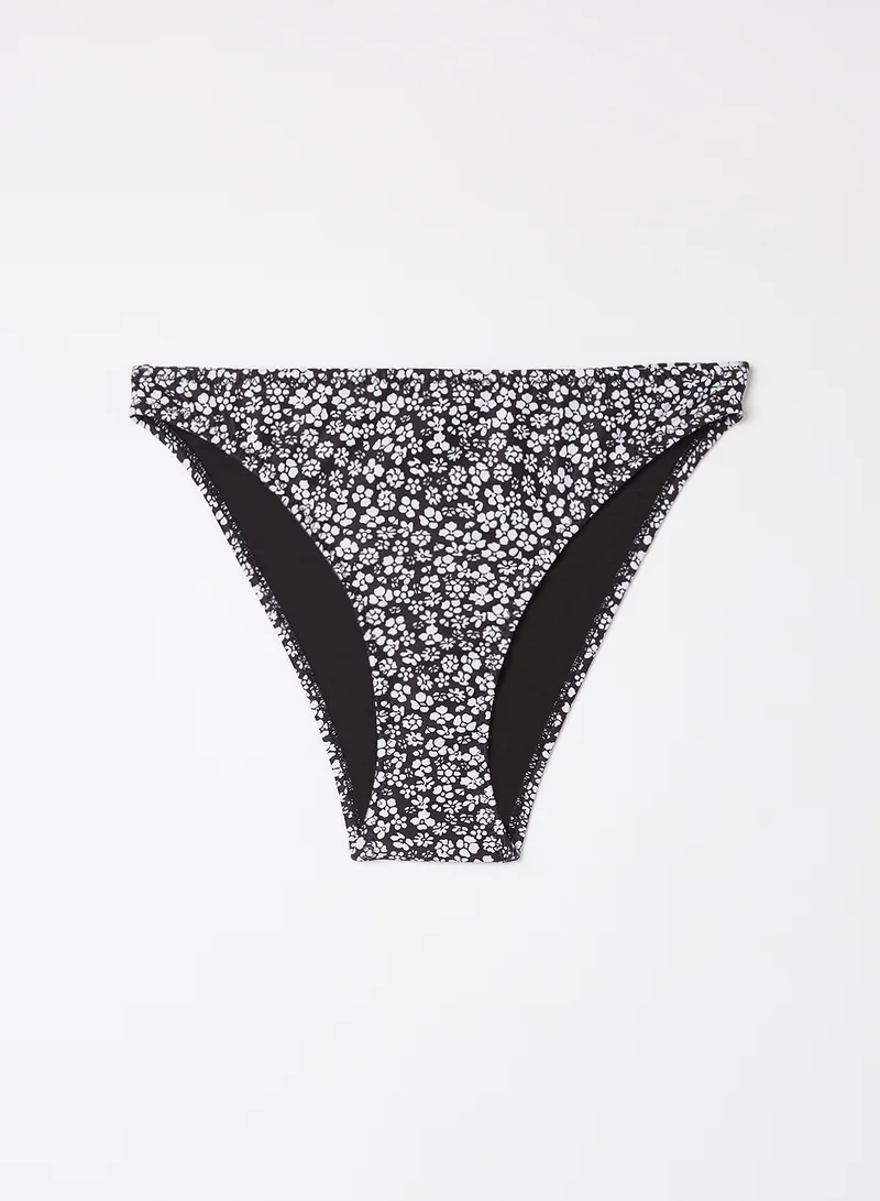 VERO MODA Floral Print Bikini Bottom Black