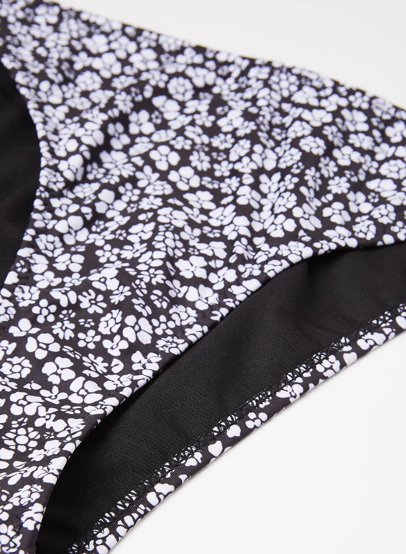 VERO MODA Floral Print Bikini Bottom Black