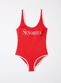 trendyol Front Text Swimsuit Red  - Image 4