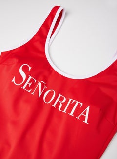 trendyol Front Text Swimsuit Red  - Image 5